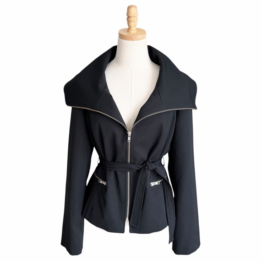 IVAN GRUNDAHL Belted Zip Up Jacket Black Size 40 EU